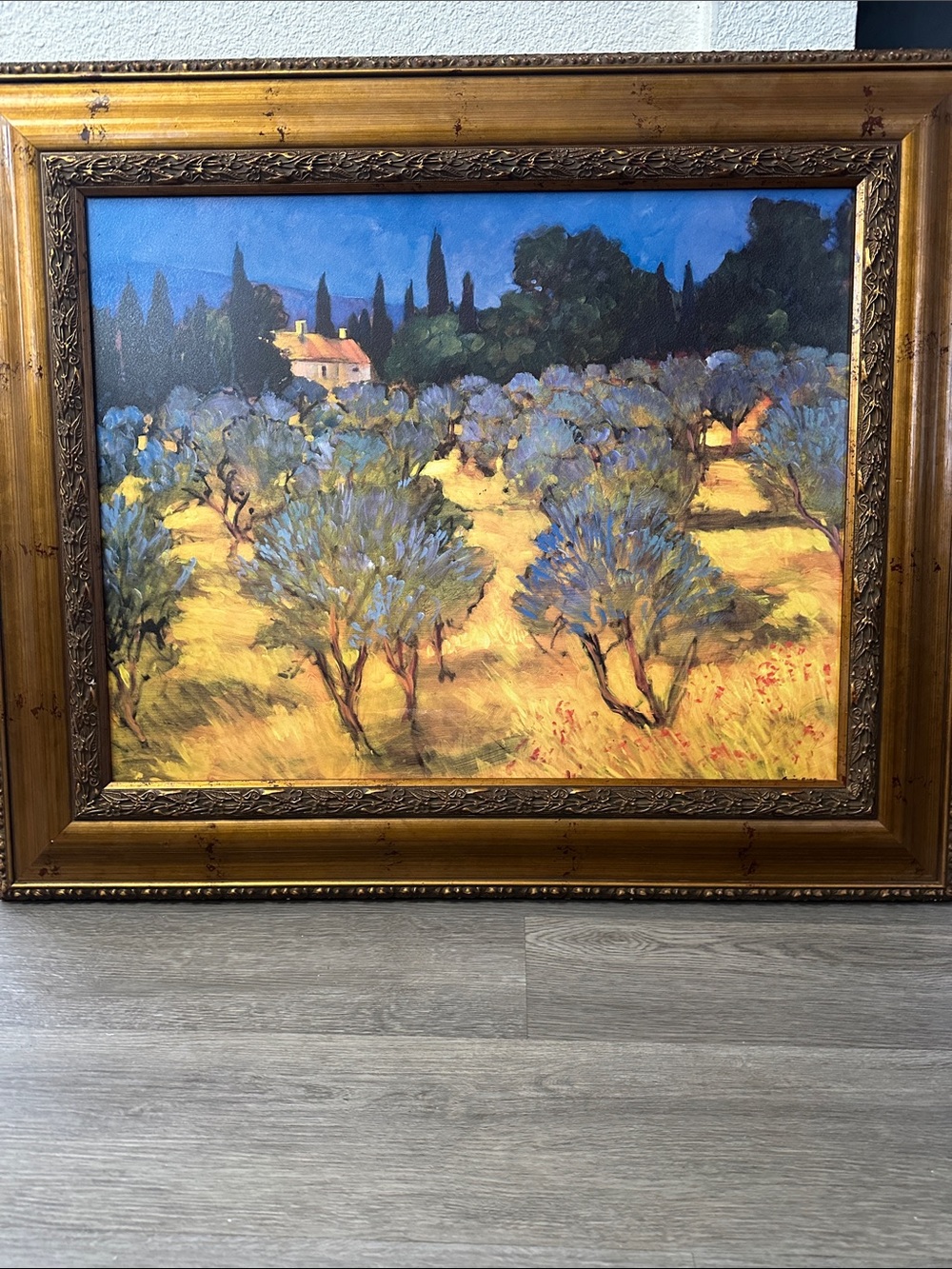 Blue and Gold Olive Grove Wall Art Painting